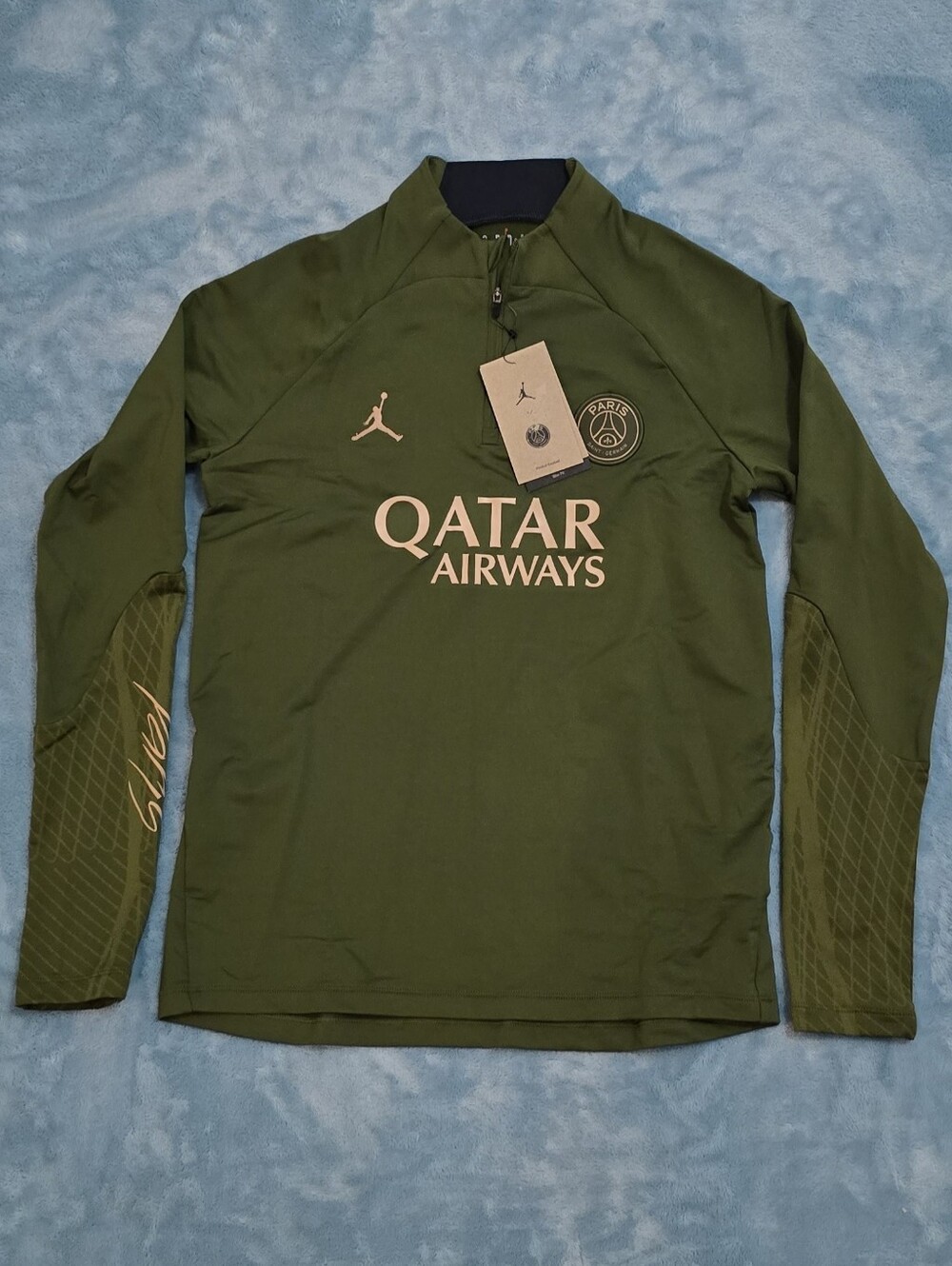 Jordan Kids XL PSG Olive Green Qatar Airways Long Sleeve Training Top